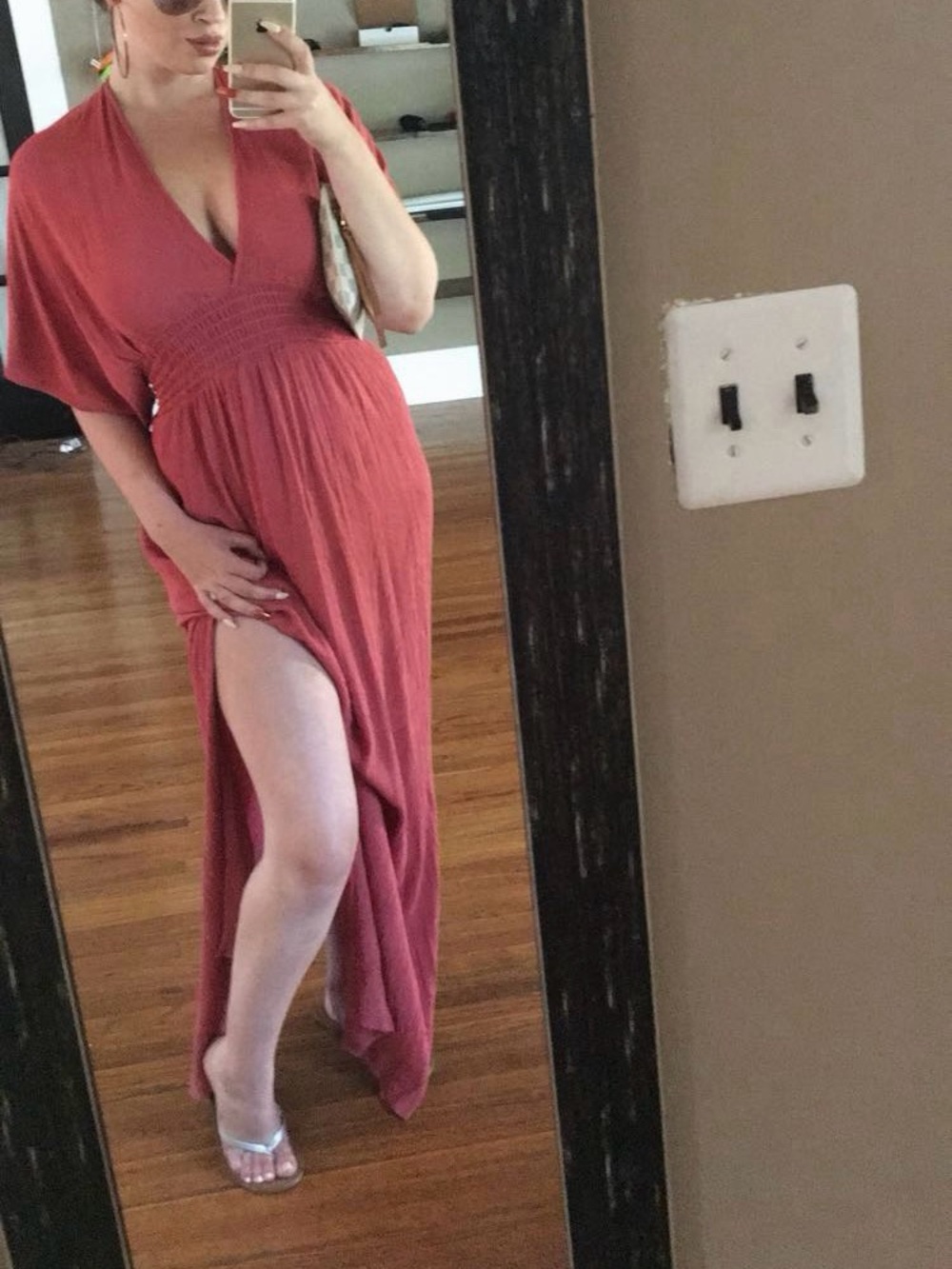 Source Unknown Dusty Rose V-Neck Maxi Dress with Side Slit